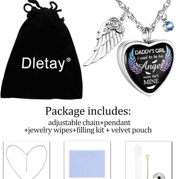 Heart Urn Necklace for Ashes Birthstones Cremation Jewelry for Ashes Stainless S - Picture 7 of 7